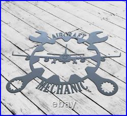 Personalized Aircraft Mechanic Metal Sign, Custom Aircraft Mechanic Monogram Sign
