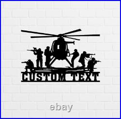 Personalized Army Soldiers Helicopter Metal Sign, US Veteran Wall Decor