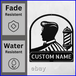 Personalized Barber Shop Metal Sign Custom Name Vintage Decor Gift for Barbers