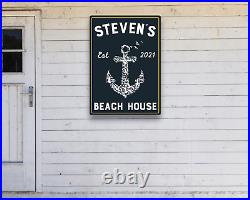 Personalized Beach House Large Custom Metal Sign Coastal Anchor Decor Plaque