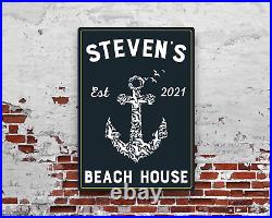 Personalized Beach House Large Custom Metal Sign Coastal Anchor Decor Plaque