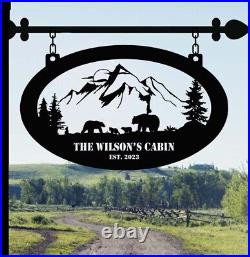 Personalized Bear Family Metal Sign, Bear Sign, Custom Cabin Decor, Camping Gifts