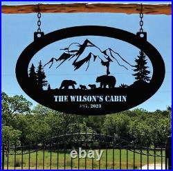 Personalized Bear Family Metal Sign, Bear Sign, Custom Cabin Decor, Camping Gifts