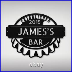 Personalized Bottle Cap Metal Sign Custom Vintage Decor for Home Bar Gift Idea