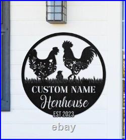 Personalized Chicken Farm Metal Sign, Chicken Coop Sign, Custom Hen House Sign