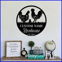 Personalized Chicken Farm Metal Sign, Chicken Coop Sign, Custom Hen House Sign