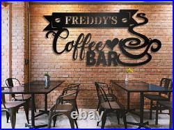Personalized Coffee Bar Sign, Custom Coffee Name Sign, Coffee Bar Metal Wall Decor Personalized Coffee Bar Sign, Custom Coffee Name Sign, Coffee Bar Metal Wall Decor