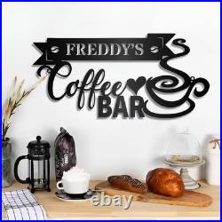Personalized Coffee Bar Sign, Custom Coffee Name Sign, Coffee Bar Metal Wall Decor Personalized Coffee Bar Sign, Custom Coffee Name Sign, Coffee Bar Metal Wall Decor