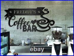 Personalized Coffee Bar Sign, Custom Coffee Name Sign, Coffee Bar Metal Wall Decor Personalized Coffee Bar Sign, Custom Coffee Name Sign, Coffee Bar Metal Wall Decor