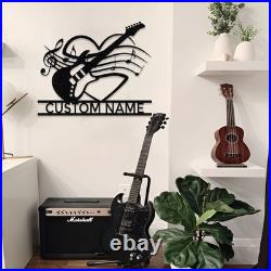 Personalized Electric Guitar Metal Sign, Guitar Metal Wall Art, Guitar Studio