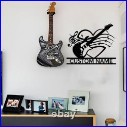 Personalized Electric Guitar Metal Sign, Guitar Metal Wall Art, Guitar Studio