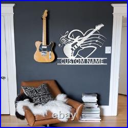 Personalized Electric Guitar Metal Sign, Guitar Metal Wall Art, Guitar Studio