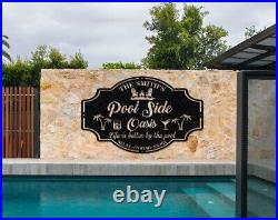 Personalized Family Poolside Sign, Swimming Pool Metal Sign, Custom Tiki Bar