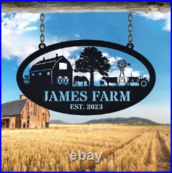 Personalized Farm Cow Horse Chicken Metal Sign, Custom Farm Metal Sign