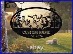 Personalized Farm Sign Outdoor Decor, Animal Metal Sign, Barn Sign, Metal Farm Sign