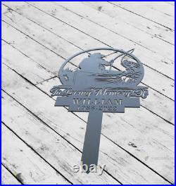 Personalized Fisher man Memorial Stake, Metal Stake, Sympathy Sign, Grave Marker