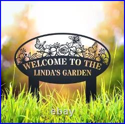 Personalized Garden Metal Sign, Custom Gardener Name Sign, Family Last Name