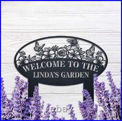 Personalized Garden Metal Sign, Custom Gardener Name Sign, Family Last Name