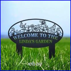 Personalized Garden Metal Sign, Custom Gardener Name Sign, Family Last Name