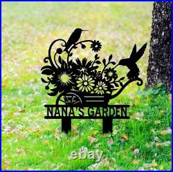 Personalized Garden Metal Sign, Custom Gardener Name Sign, Flower Garden Sign