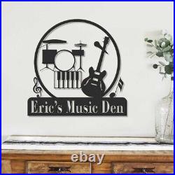 Personalized Guitar Metal Wall Art, Custom Music Room Sign, Musician Gift
