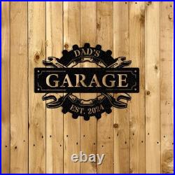 Personalized Hanging Garage Sign, Custom Garage Outdoor Decor, Metal Garage Signs