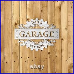 Personalized Hanging Garage Sign, Custom Garage Outdoor Decor, Metal Garage Signs