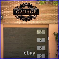 Personalized Hanging Garage Sign, Custom Garage Outdoor Decor, Metal Garage Signs