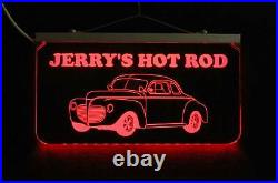 Personalized Hot Rod Car Man Cave Sign LED Garage Sign, antique car sign