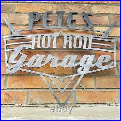 Personalized Hot Rod Garage Sign Vintage Retro Wall Art Drag Racing, Rat Rod