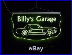Personalized LED Sign, Ford Mustang Sign, Man Cave, Garage Sign, Antique Car