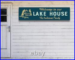 Personalized Lake House Sign Boat Decor Cabin Wall Art Lodge Rustic Metal Plaque