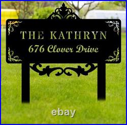 Personalized Metal Address Sign, Modern Address Sign, Yard Sign, Address Stake