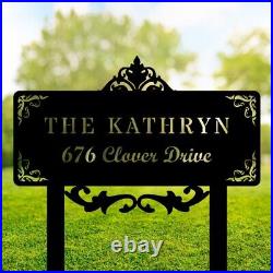 Personalized Metal Address Sign, Modern Address Sign, Yard Sign, Address Stake