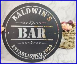 Personalized Metal Bar Sign Custom Name Wall Art & Patio Decor Gift
