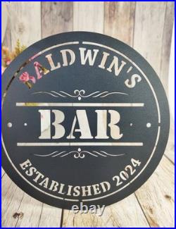 Personalized Metal Bar Sign Custom Name Wall Art & Patio Decor Gift