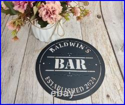 Personalized Metal Bar Sign Custom Name Wall Art & Patio Decor Gift