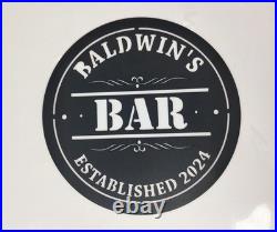 Personalized Metal Bar Sign Custom Name Wall Art & Patio Decor Gift