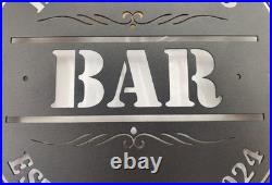 Personalized Metal Bar Sign Custom Name Wall Art & Patio Decor Gift