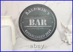 Personalized Metal Bar Sign Custom Name Wall Art & Patio Decor Gift