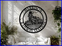 Personalized Metal Train Sign, Railroad Wall Decor, Railroad Sign, Man Cave Decor