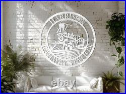 Personalized Metal Train Sign, Railroad Wall Decor, Railroad Sign, Man Cave Decor
