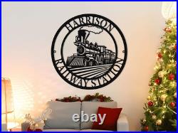 Personalized Metal Train Sign, Railroad Wall Decor, Railroad Sign, Man Cave Decor