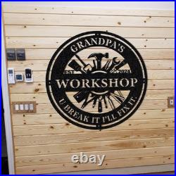 Personalized Papa Workshop Metal Sign, Workshop Sign, Garage Sign, Dad's Gift