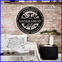 Personalized Papa Workshop Metal Sign, Workshop Sign, Garage Sign, Dad's Gift