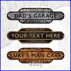 Personalized Railway Station Metal Sign, Vintage Rustic Plaque, Custom Name