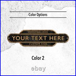 Personalized Railway Station Metal Sign, Vintage Rustic Plaque, Custom Name