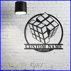Personalized Rubik's Cube Metal Wall Art, Custom Rubik's Cube Name Sign
