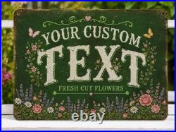 Personalized Secret Garden Metal Sign Vintage Floral Decor Custom Name Plaque