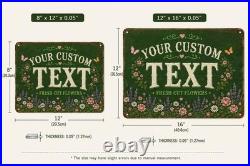 Personalized Secret Garden Metal Sign Vintage Floral Decor Custom Name Plaque